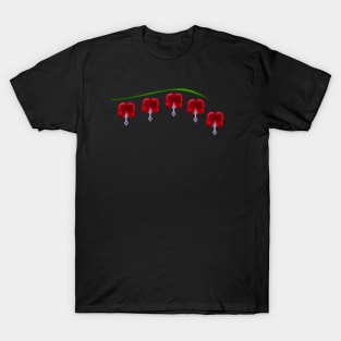 Illustrated Red Bleeding Hearts T-Shirt